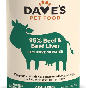 Dave's 95% Beef & Beef Liver 12oz Dog Food Can