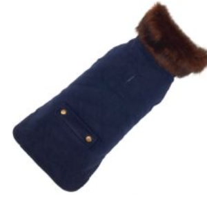 Up Country Blue Velvet Coat With Fur Collar