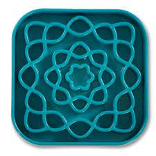 Messy Mutts Square Slow Feeder Bowl Blue 2 Cups