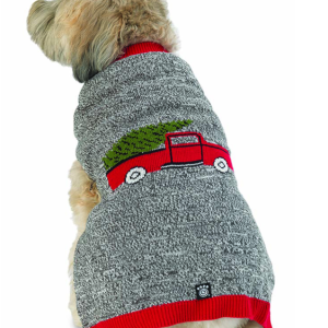 PetRageUs Pet Sweater Jack's Marled Truck & Tree Grey Small