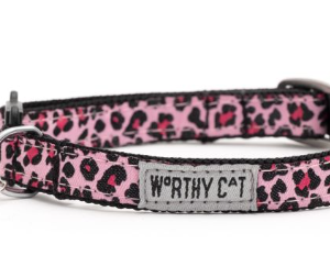 The Worthy Cat Pink Lepard Cat Collar One Size (10")