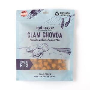 Polkadog Crunchy Clam Chowda Dog Treats, Cat Bits – 100% Atlantic Ocean Quahogs All Natural Pet, Dog Treat