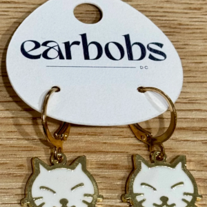 EarBobs Pretty Kitties White Earrings
