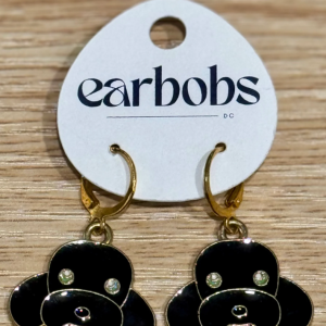 EarBobs Paw Sitvity Black Poodle Earrings