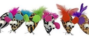 Multipet Assorted Feather Mouse Cat Toy