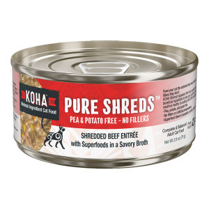 Koha Beef Pure Shreds 2.8oz Cat Food Can