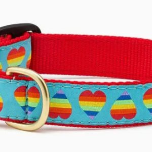 Up Country Rainbow Hearts Dog Collar Extra Small