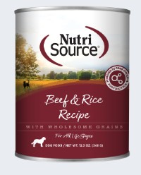 NutriSource Beef & Rice 12.3oz Can