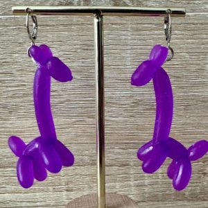 EarBobs Balloon Animal Purple Giraffe Earrings