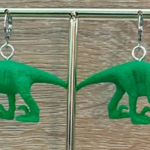 EarBobs Rawr Tastic Dinos Raptor Bright Green Earrings
