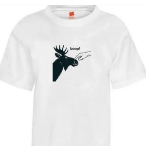 EarBobs Boop! Moose V Neck Shirt White Large