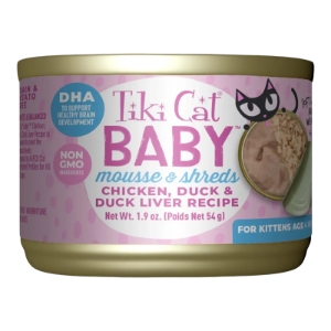 Tiki Cat Baby SHREDDED KITTEN CHICKEN & DUCK 1.9OZ CAT FOOD CANS 3 PACK