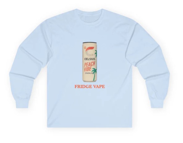 EarBobs Fridge Vape Long Sleeve Shirt Blue Medium EarBobs Fridge Vape Long Sleeve Shirt Blue Medium