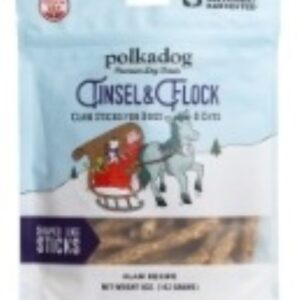 PolkaDog Tinsel & Flock Clam Sticks 5oz Treat