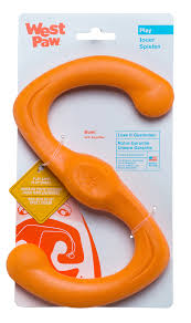 WEST PAW ZogoFlex Bumi Dog Tug Toy – S Shaped, Lightweight Chew Toys for Fetch, Play, Pet Exercise – Tug of War Soft Flinging Squishy Chewy Toy for Dogs – Guaranteed, Latex Free, Small 8", Ruby