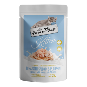 Fussie Cat Kitten Tuna, Salmon & Pumpkin Mousse in Goat Milk 1.5oz