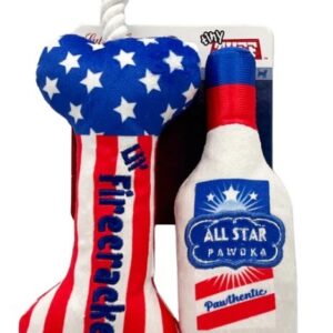Huxley & Kent Tiny Tuff Red White & Booze Dog Toy 2 Pack