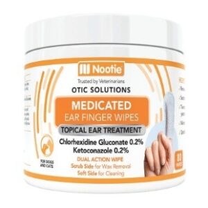 Nootie Medicated Ear Finger Wipes with Chlorhexidine for Dogs 80pk