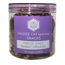 Savage Cat 2 oz Freeze Dried Rabbit Organs Dog & Cat Treats