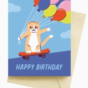Seltzer Goods Happy Birthday Skater Cat Card