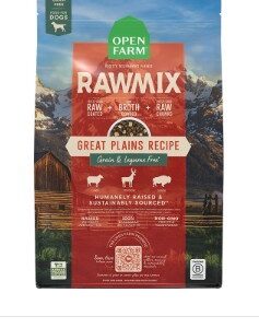 Open Farm, Rawmix Grain Free Great Plains Dry Dog Food, Protein Packed Kibble Coated in Bone Broth with Freeze Dried Raw Chunks, Lamb Venison Bison, Great Plains Recipe