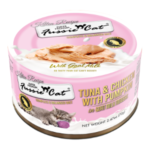Fussie Cat Kitten Tuna, Chicken, Pumpkin in Goat Milk 2.47oz